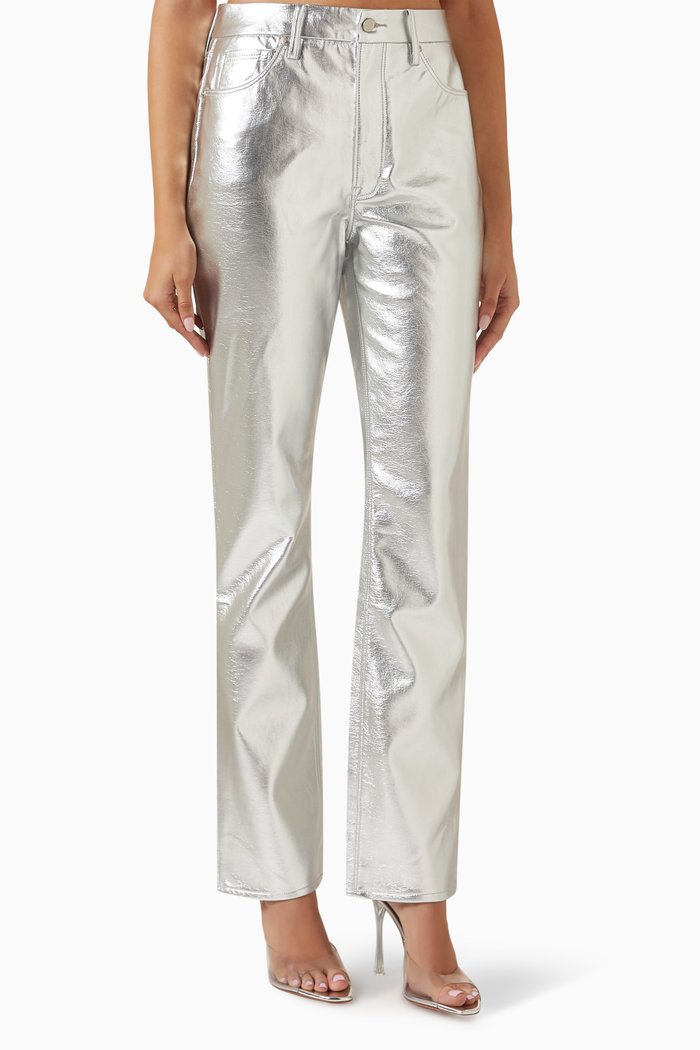 

Good Icon Pants in Metallic Faux Leather, Silver