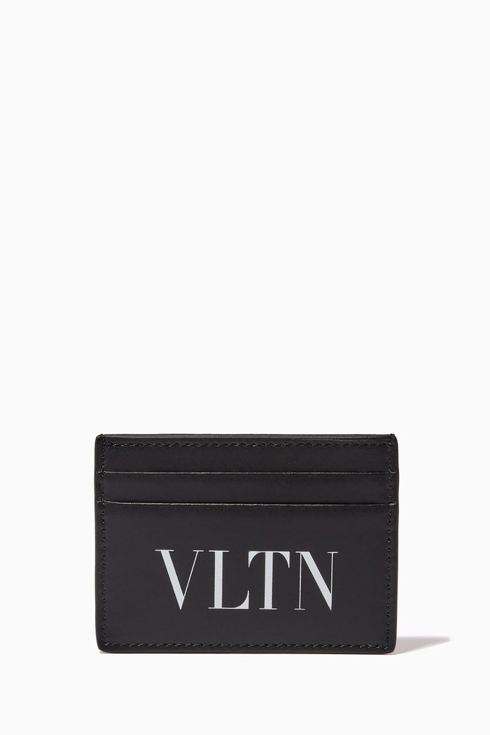 

Valentino Garavani VLTN Card Holder in Leather, Black