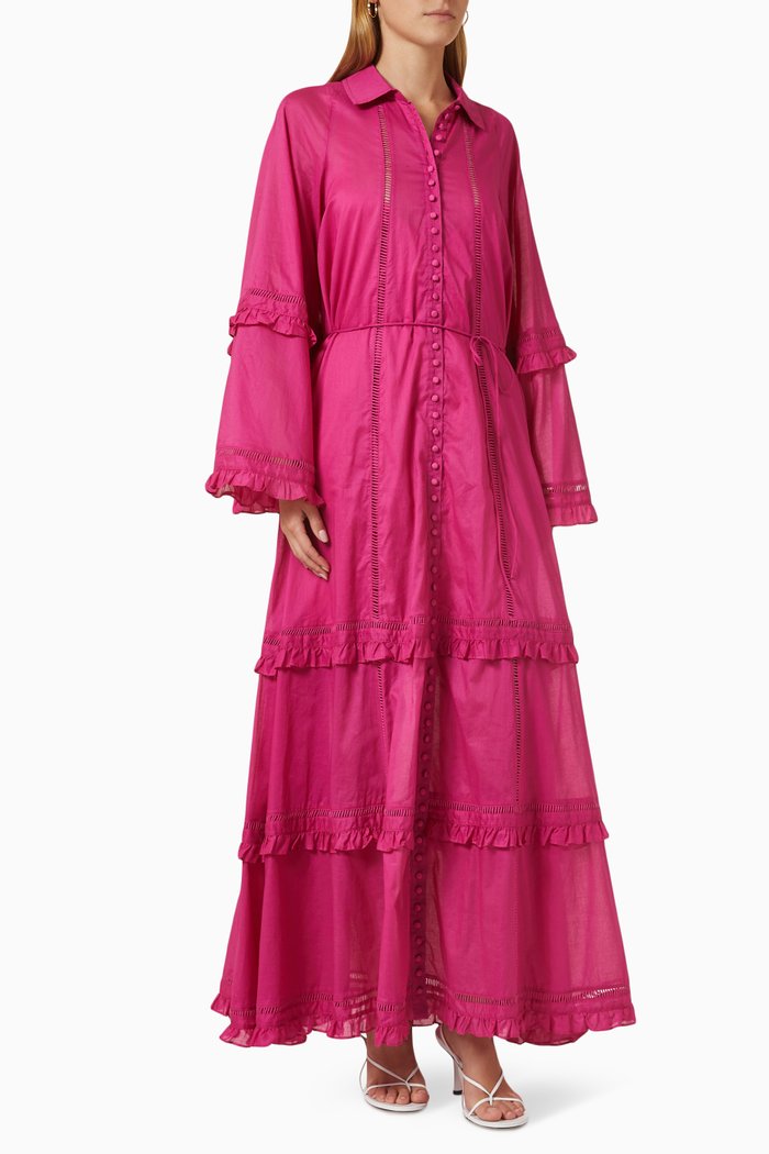

Dianne Maxi Shirt Dress in Organic Cotton, Pink