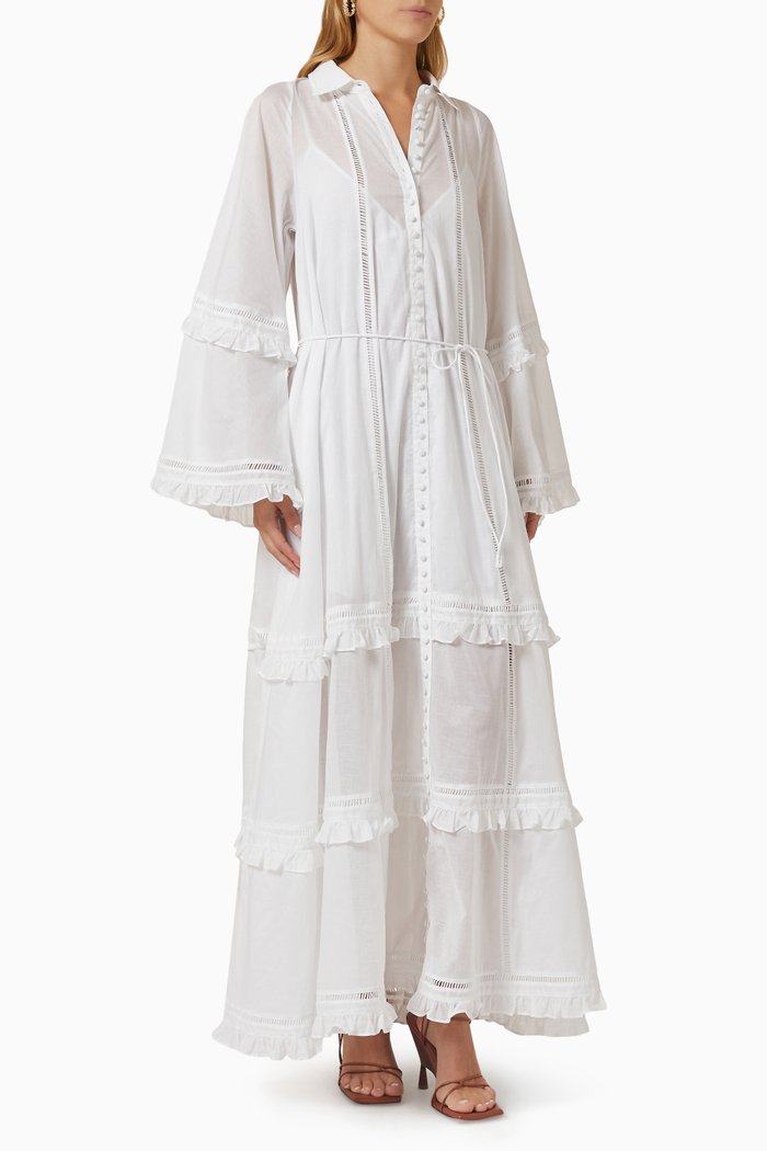 Dianne Maxi Shirt Dress in Organic Cotton, White