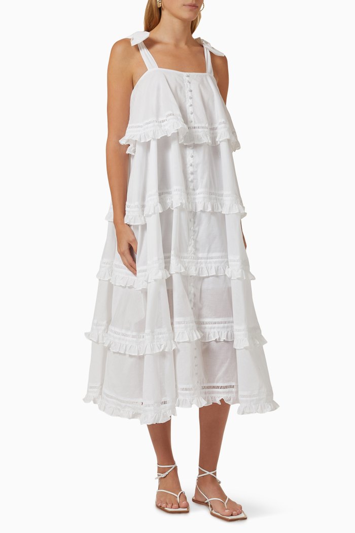 

Cosette Midi Dress in Organic Cotton, White