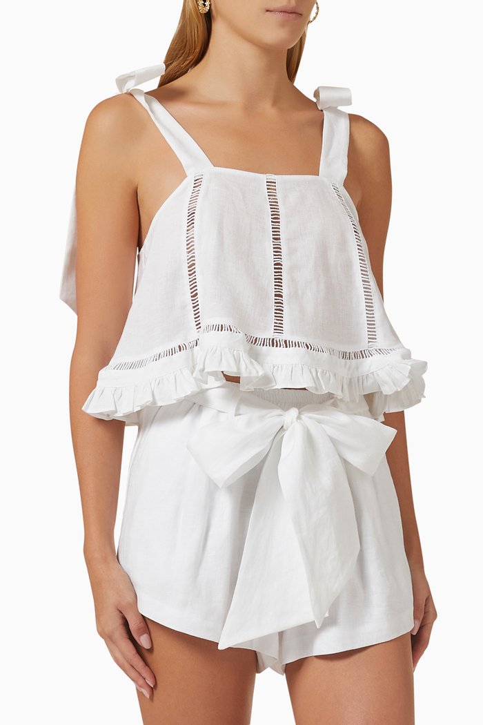 

Adele Crop Top in Linen, White