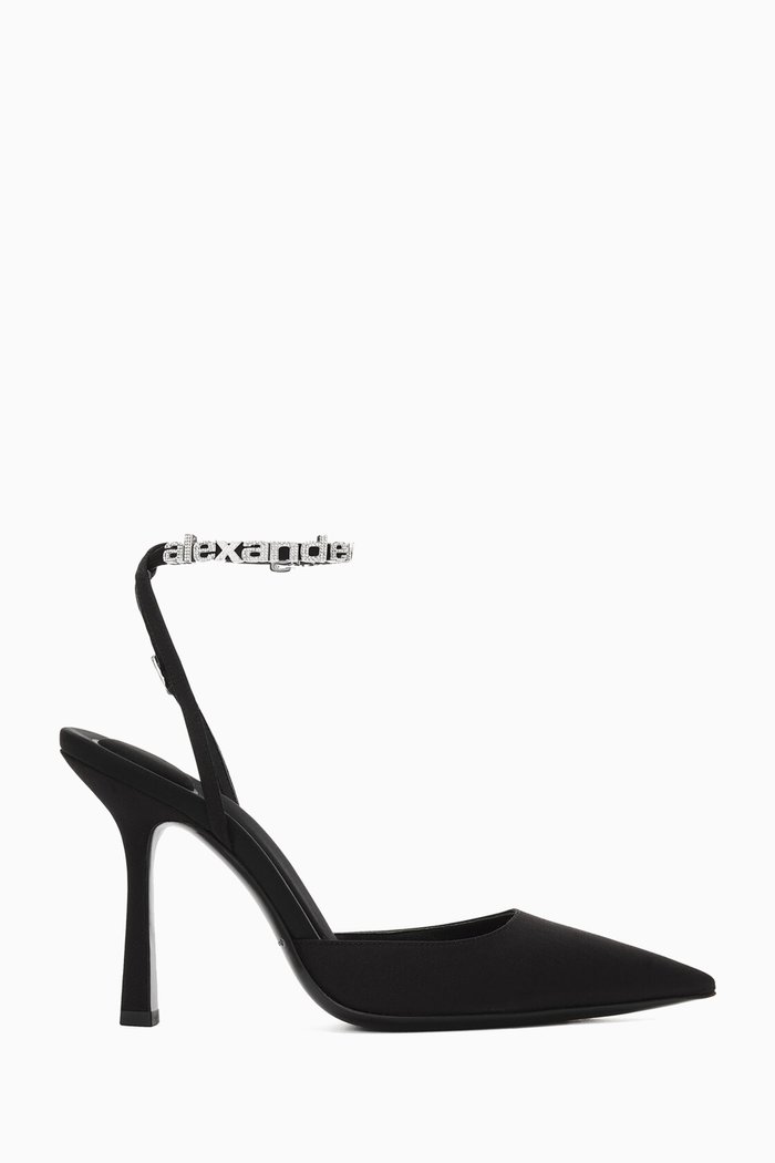 

Delphine 105 Logo Strap Pumps in Fabric, Black