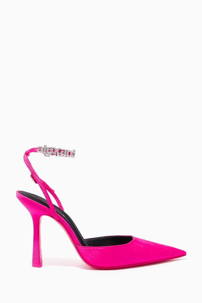 

Delphine 105 Logo Strap Pumps in Fabric, Pink
