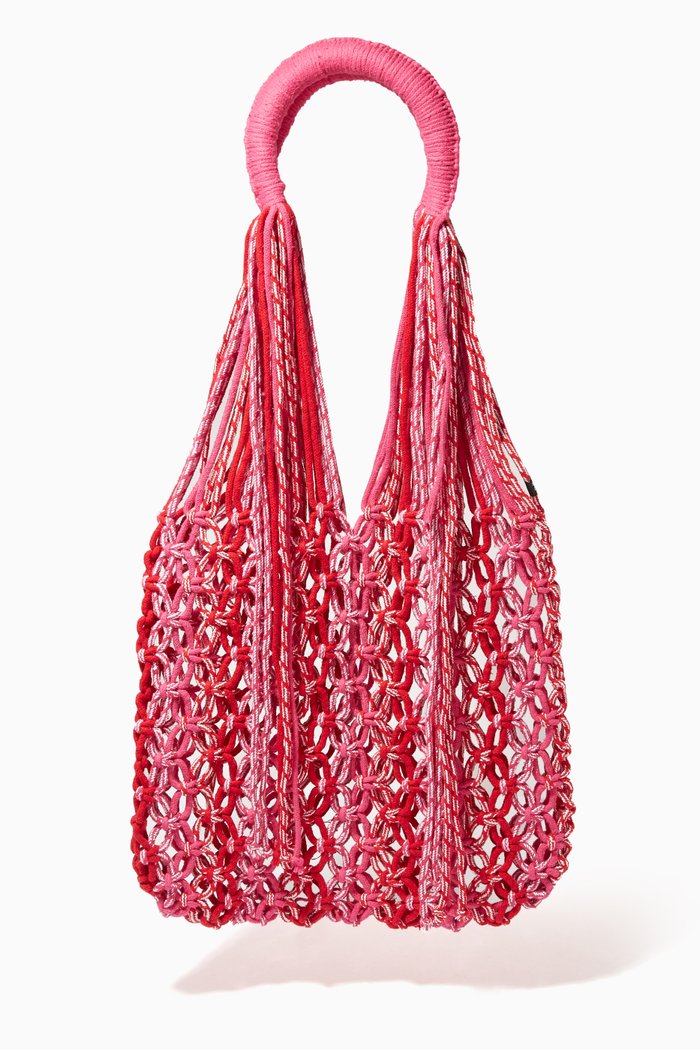 

Malala Medium Bag in Macrame Cotton, Pink