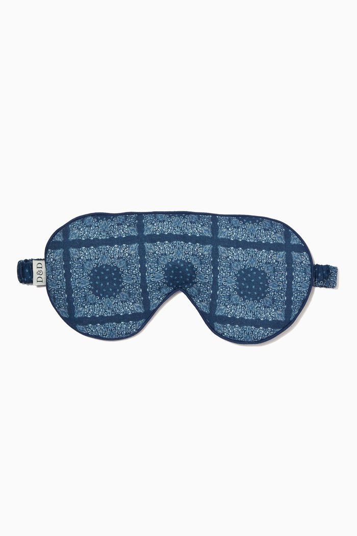 

Eye Mask in Bandana Print Cotton, Blue