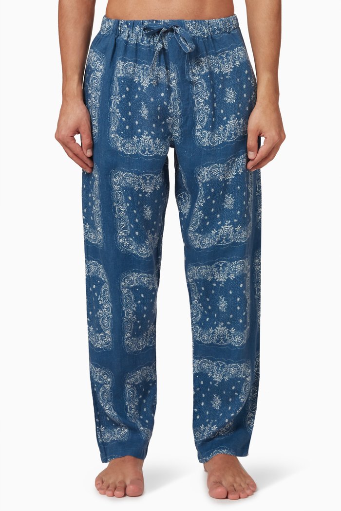 Tapered Pants in Linen, Blue