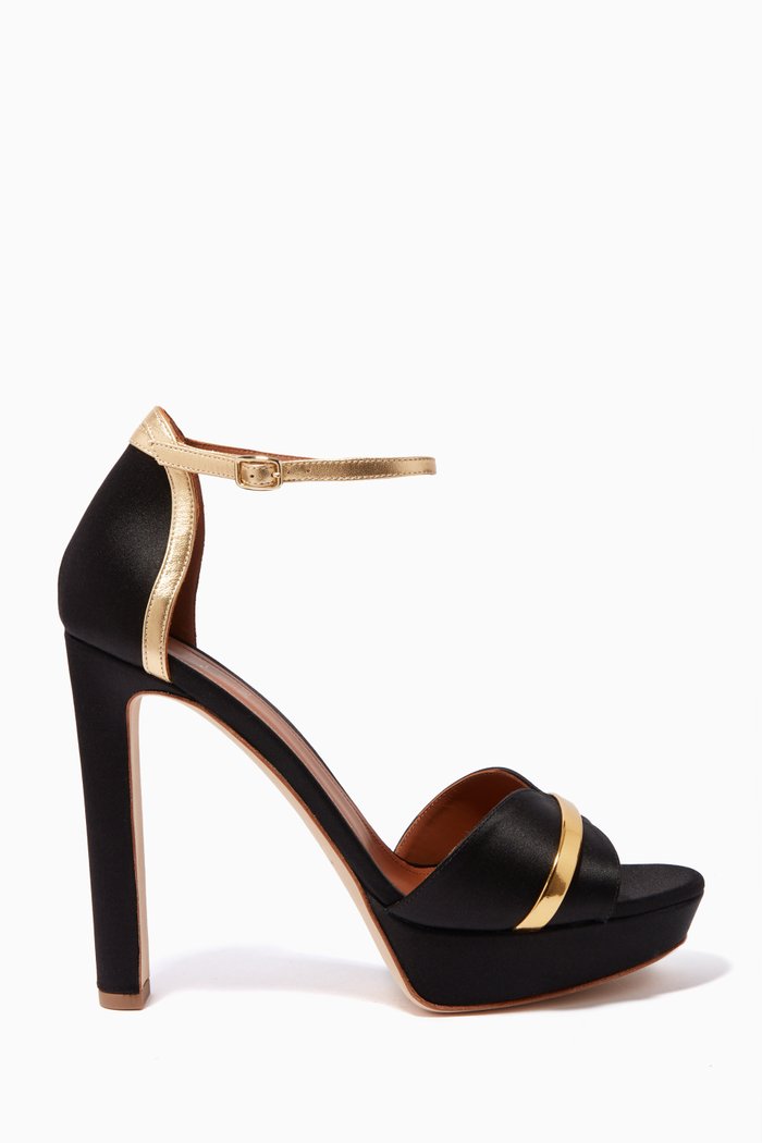 

Miranda 125 Platform Sandals in Satin & Metallic-leather, Black