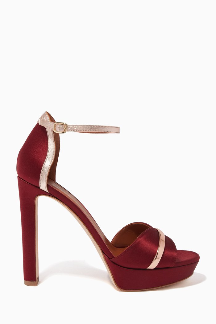 

Miranda 125 Platform Sandals in Satin & Metallic-leather, Burgundy