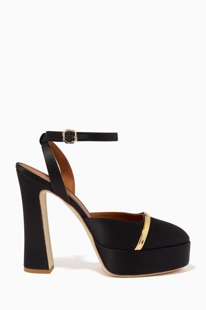 

Mora 125 Platform Sandals in Satin, Black