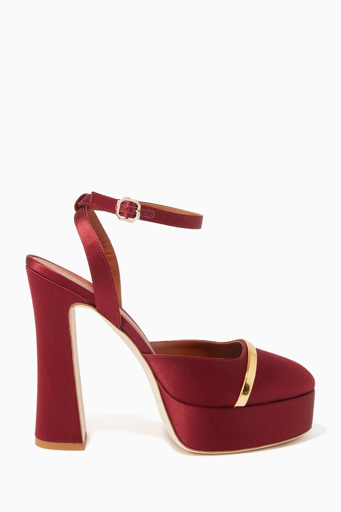 

Mora 125 Platform Sandals in Satin, Burgundy