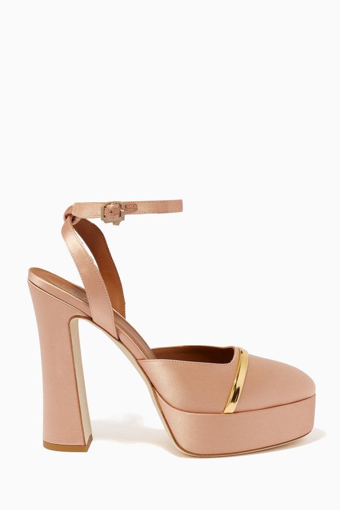 

Mora 125 Platform Sandals in Satin, Pink