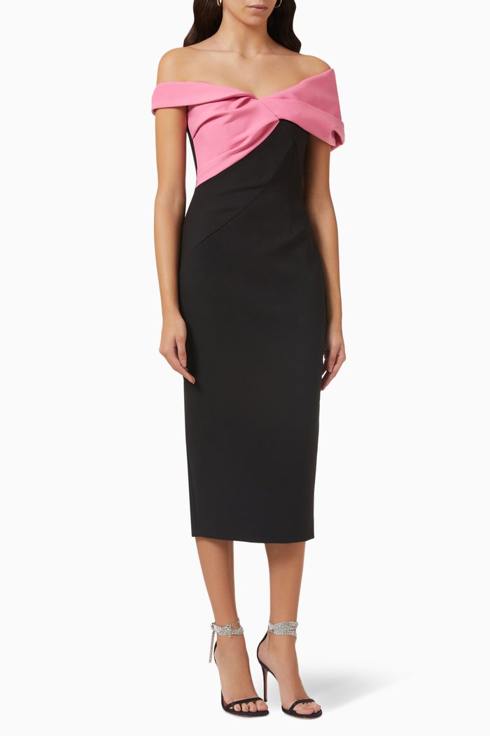 

Matteo Off-shoulder Midi Dress, Black