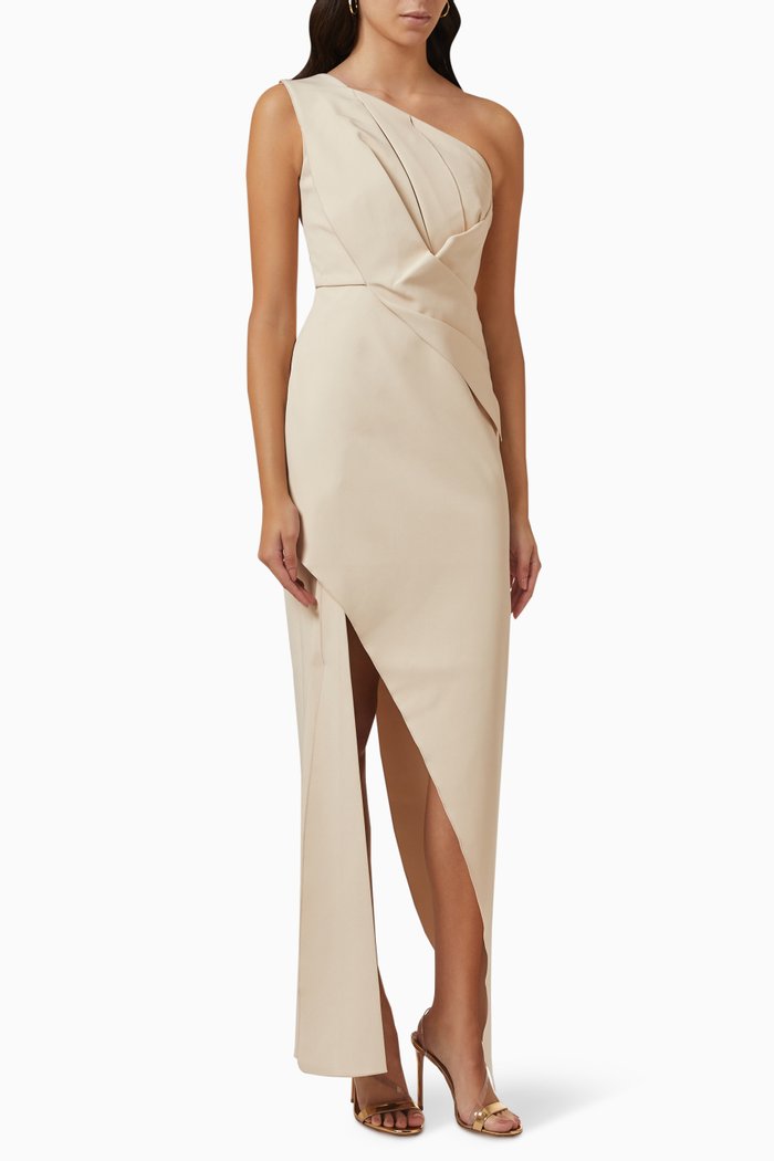 

Luna One-shoulder Maxi Dress, Neutral