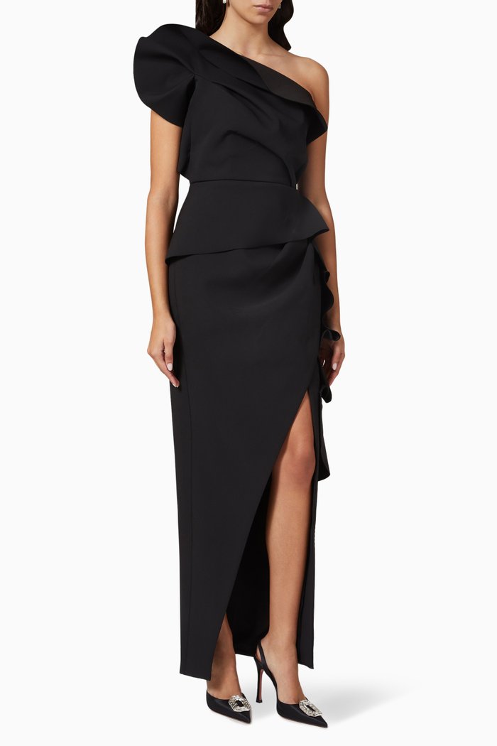 

Aurora One-shoulder Maxi Dress, Black