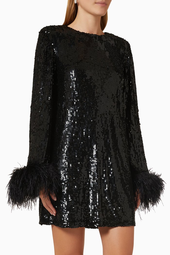 

Xanthy Mini Dress in Sequinned Crepe, Black