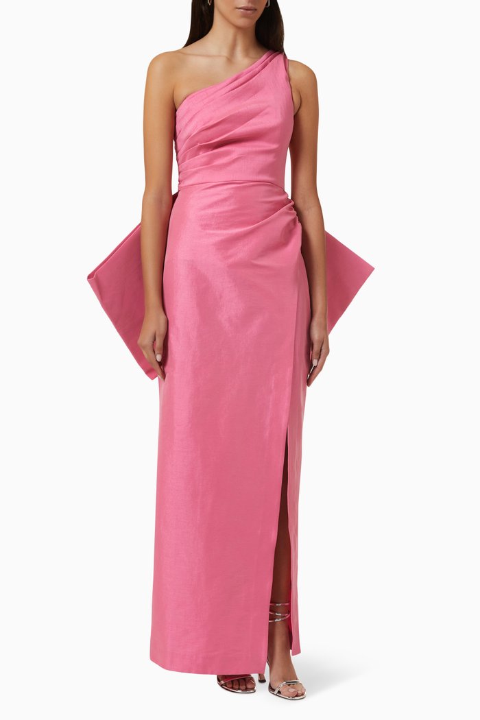 Marco One-shoulder Midi Dress, Pink