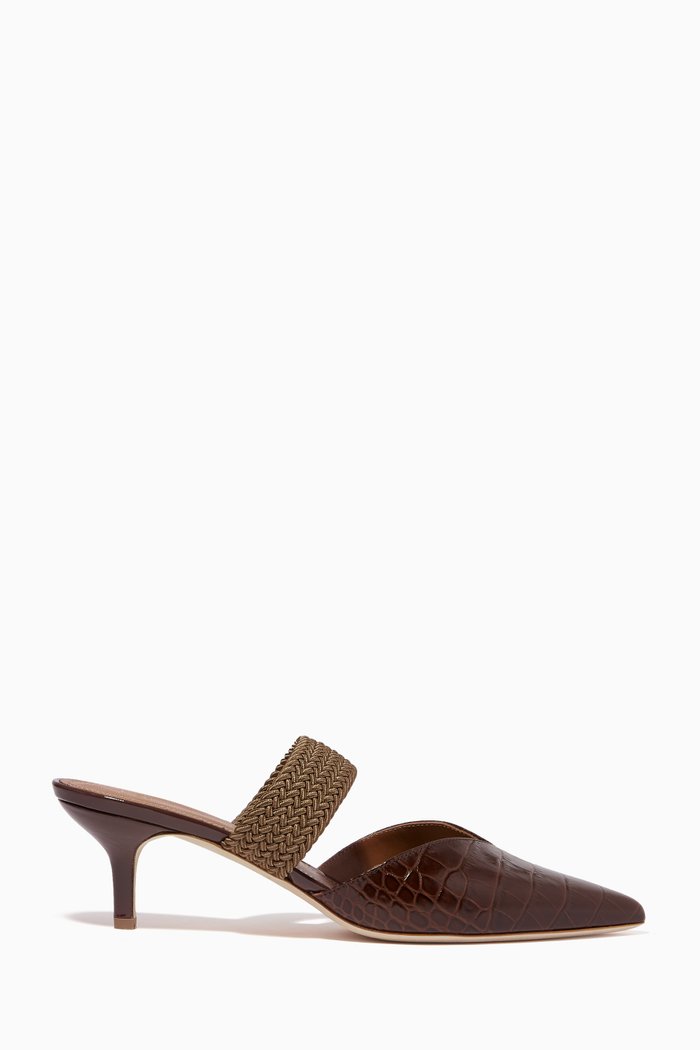 

Maisie 45 Mules in Croc-embossed Leather, Brown
