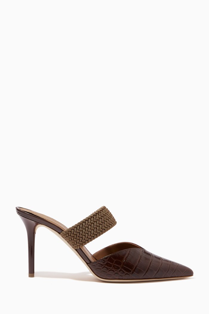 

Maisie 85 Mules in Croc-embossed Leather, Brown