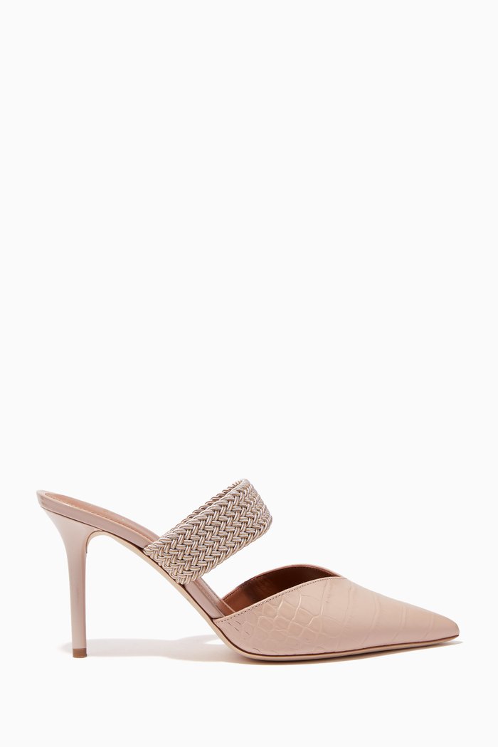 

Maisie 85 Mules in Croc-embossed Leather, Neutral
