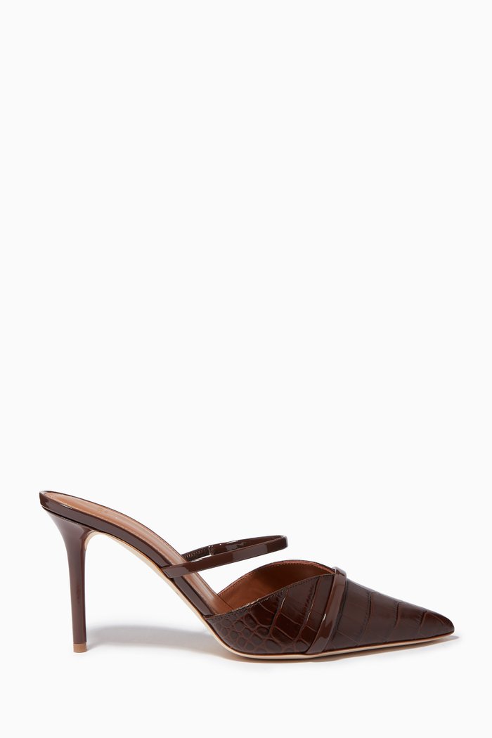 

Frankie 85 Mules in Croc-embossed Leather, Brown