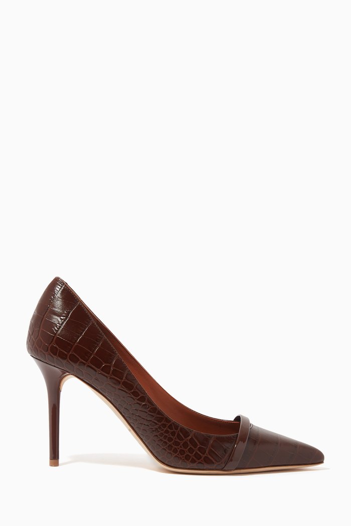 

Rina 85 Pumps in Embossed Leather, Brown