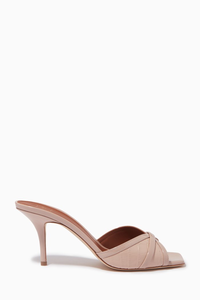 

Perla 70 Mules in Croc-embossed Leather, Neutral