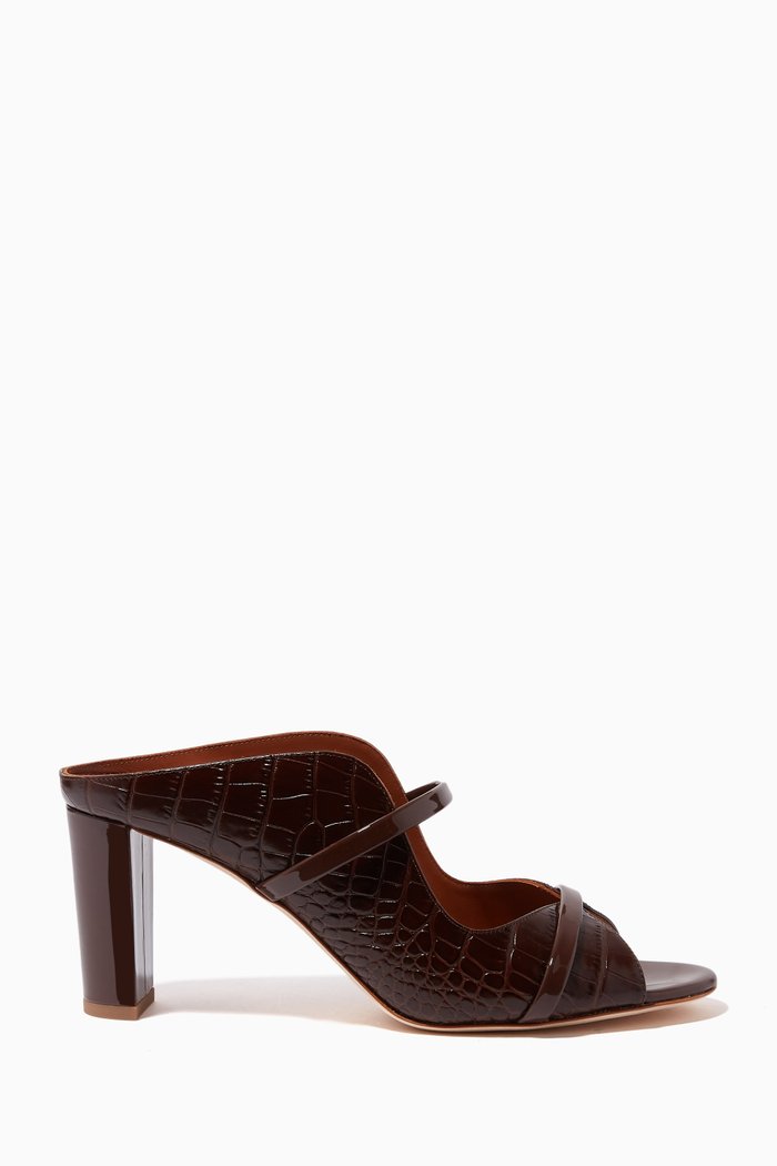 

Norah 70 Mules in Croc-embossed Nappa, Brown
