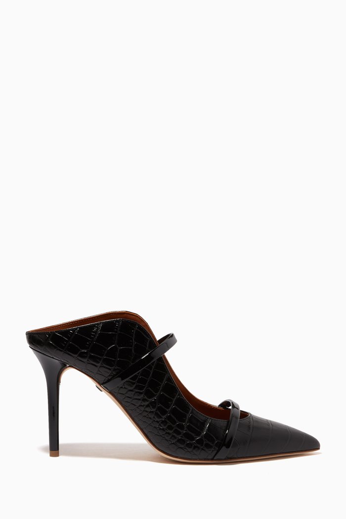 

Maureen 85 Mule Heels in Croc-embossed Leather, Black