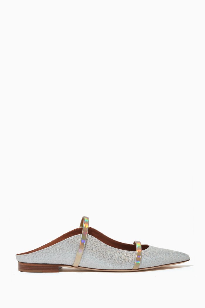 

Maureen Flats in Lurex & Mirror Leather, Silver