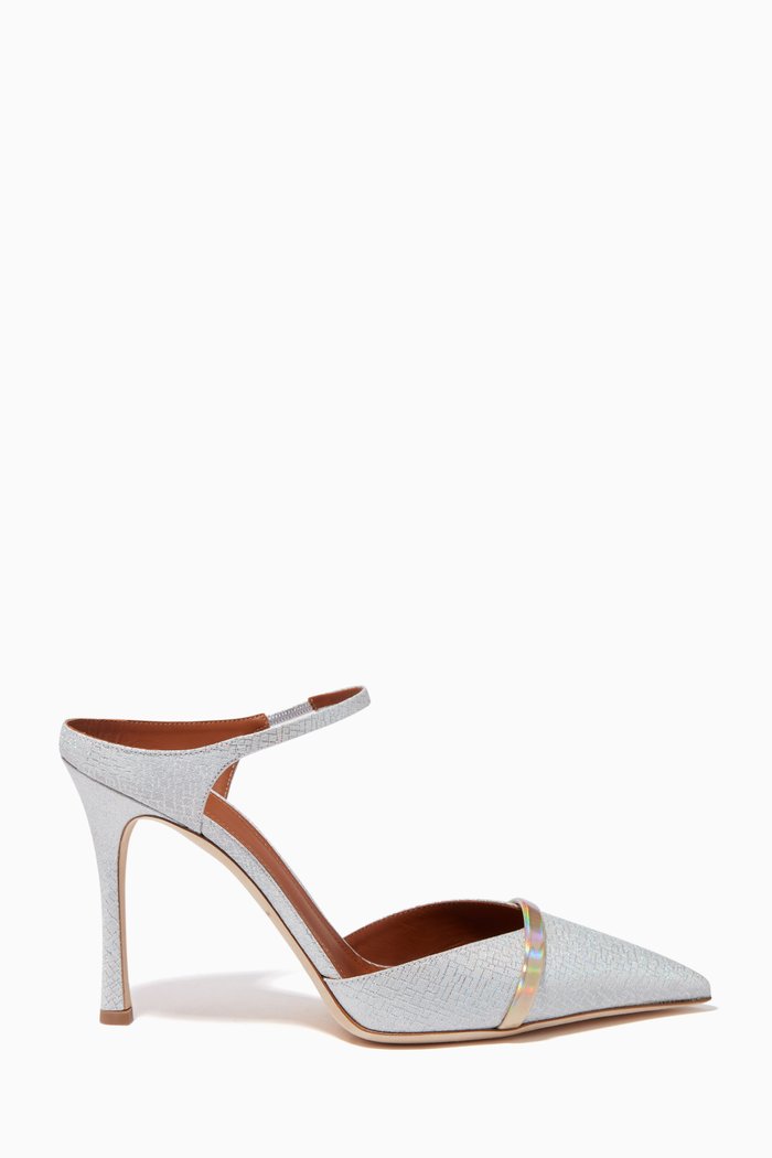 

Uma 90 Mules in Metallic Lurex Leather, Silver