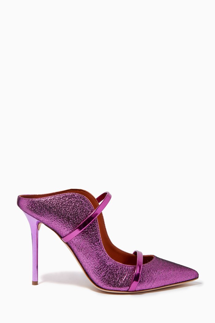

Maureen 100 Mules in Metallic Lurex Leather, Purple