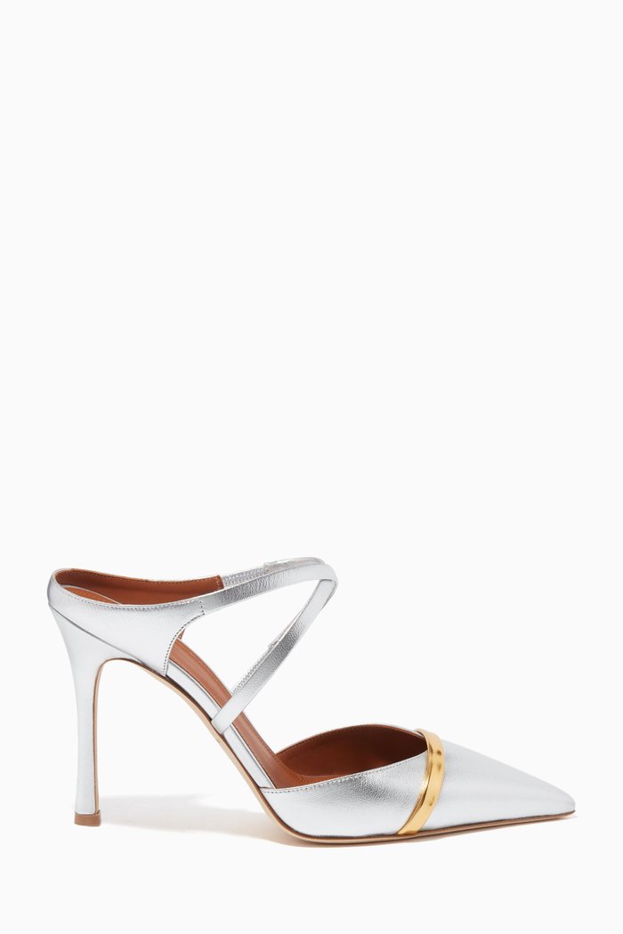 

Yoana 90 Mules in Metallic Nappa, Silver
