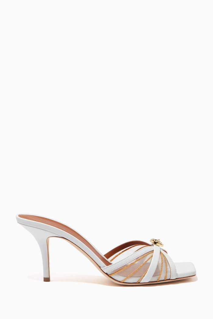 

x L'atelier Nawbar Perla 70 Mules in Mesh & Nappa Leather, White