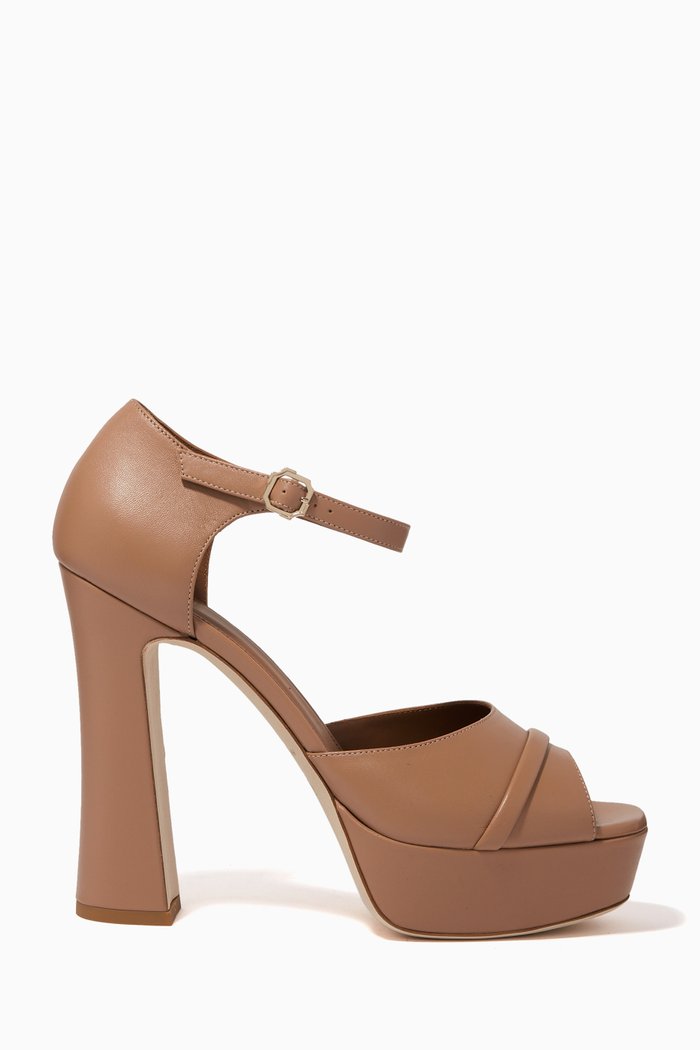 

Yuri 125 Platform Heel Sandals in Nappa Leather, Neutral