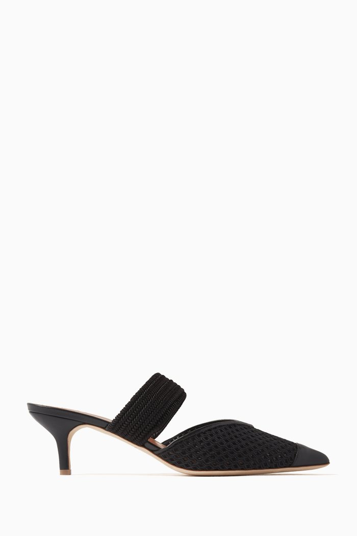 

Maisie 45 Mules in Cotton-mesh, Black