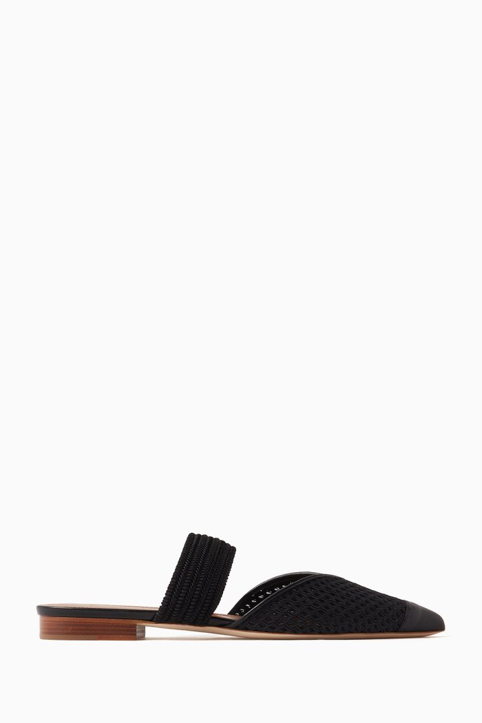 

Maisie Flat Sandals in Cotton-mesh, Black