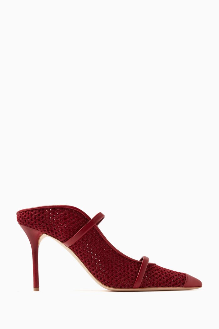 

Maureen 85 Mules in Cotton Mesh, Burgundy