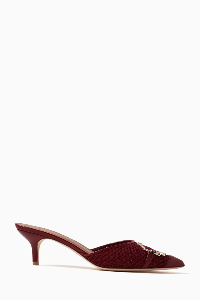 

Miss 45 Mules in Cotton Mesh & Leather, Burgundy