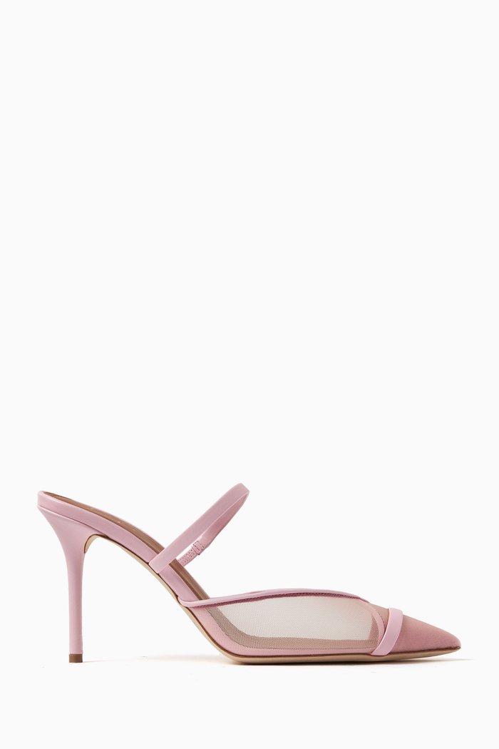 

Clio 85 Mules in Mesh & Nappa Leather, Pink