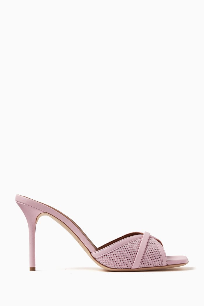 

Perla 85 Mules in Knit Mesh & Nappa Leather, Pink