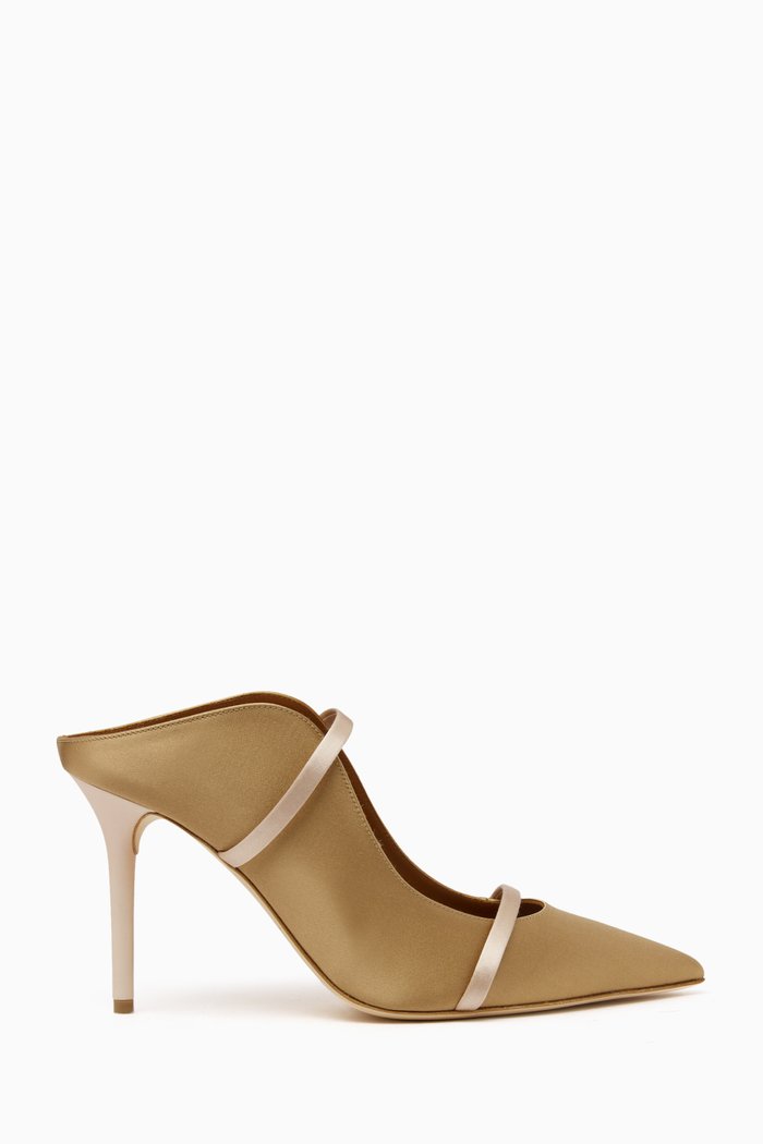 

Maureen 85 Mules in Satin, Gold