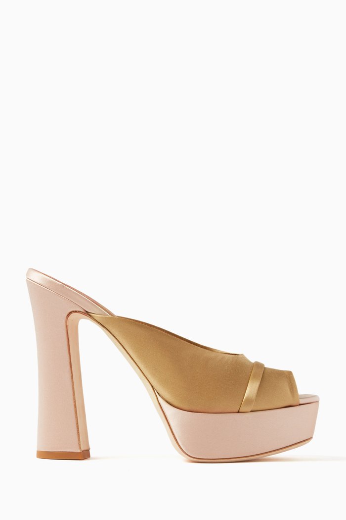 Yasmin 125 Platform Sandals in Satin, Gold