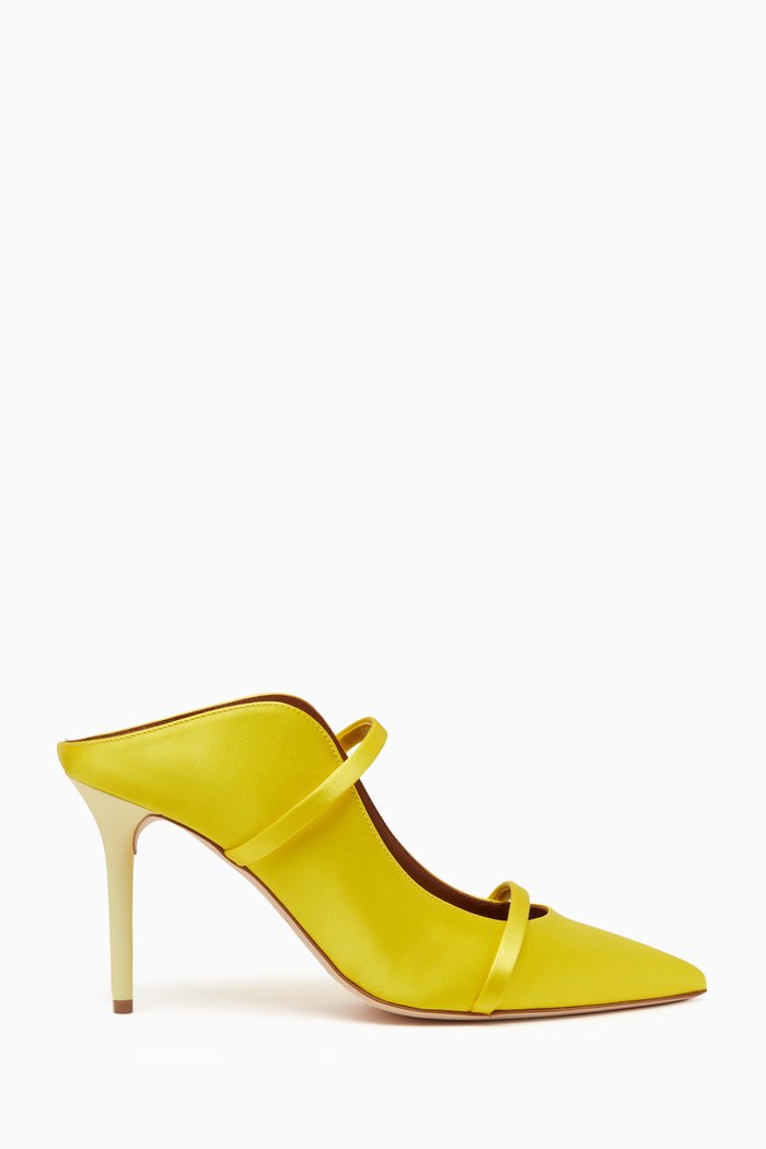 

Maureen 85 Mules in Satin, Yellow