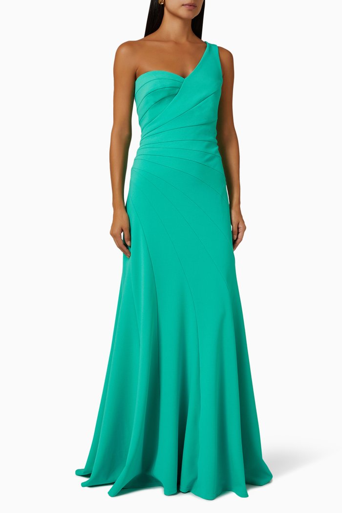 

One-shoulder Gown, Green