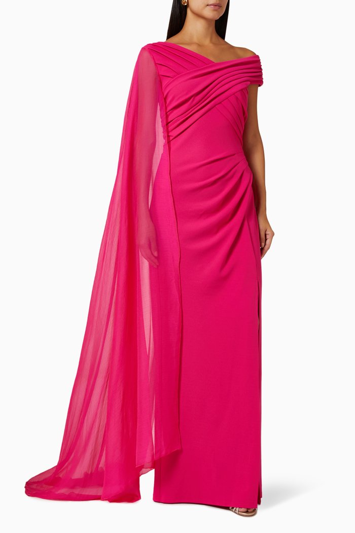 

Off-shoulder Cape Gown, Pink
