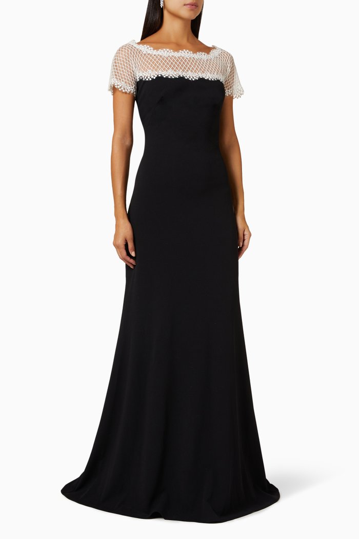 

Lace Yoke Maxi Dress, Black