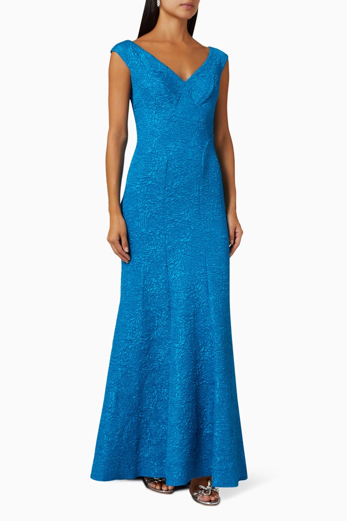 

Textured V-neck Maxi Dress, Blue