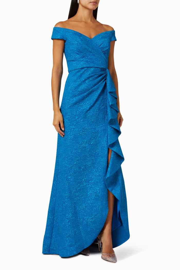 

Off-shoulder Ruffle Maxi Dress, Blue