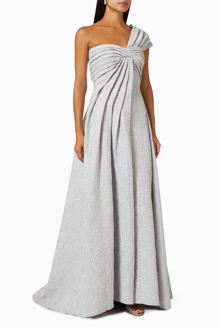 

One-shoulder Maxi Dress, Silver